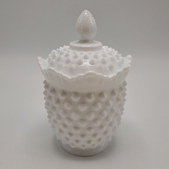 Fenton Hobnail Milk Glass Covered Sugar Bowl - Picture 1 of 11
